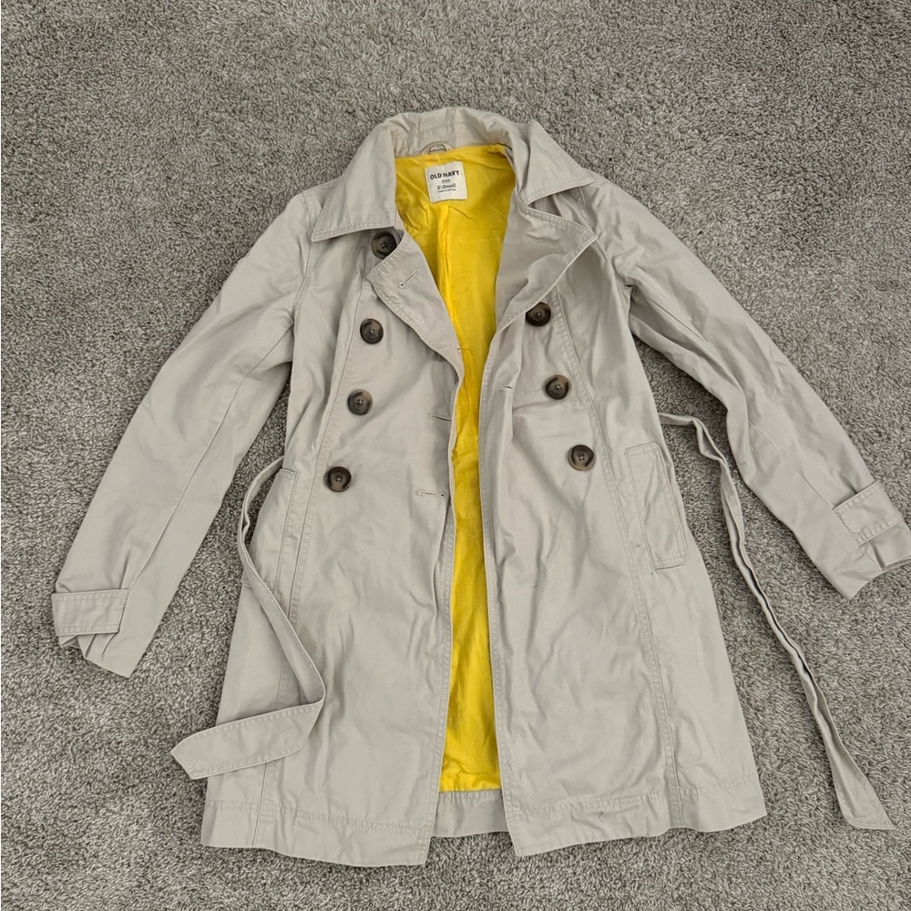 Old Navy Beige Trench Coat with Yellow Lining